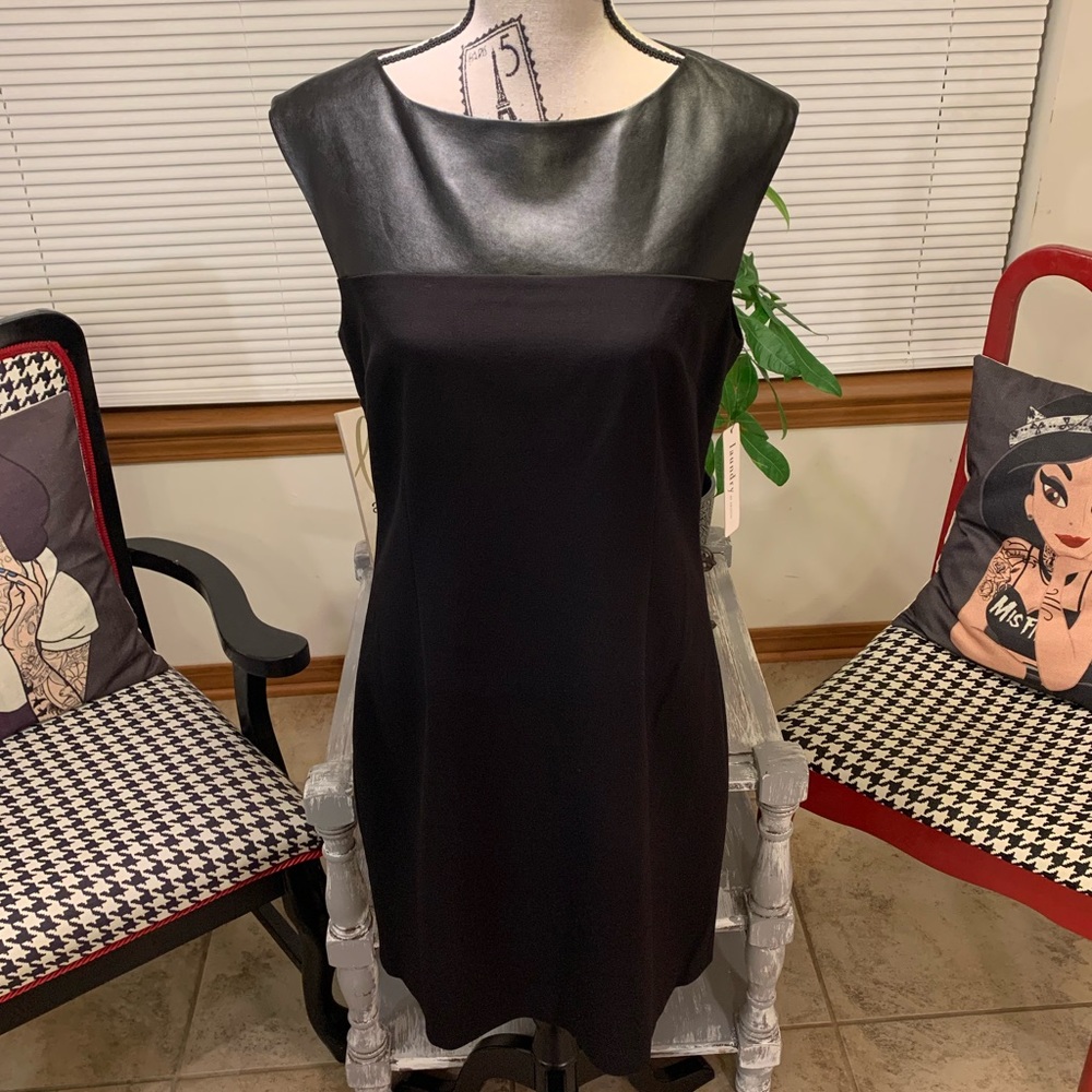 Laundry by Design Black faux leather sleeveless sheath dress Size 8 - Picture 2 of 8